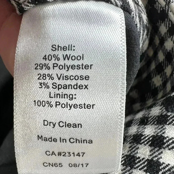 Talbots Women 8 Gingham Plaid Black White Polka Dot Wool Blend Ribbon Detail Car - Picture 16 of 16